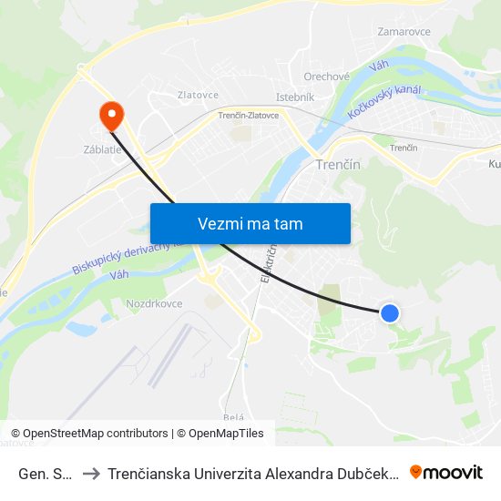 Gen. Svobodu to Trenčianska Univerzita Alexandra Dubčeka - Fakulta Špeciálnej Techniky map