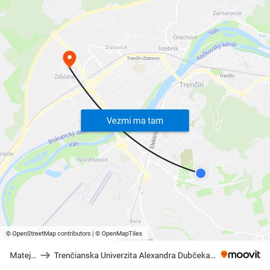Mateja Bela to Trenčianska Univerzita Alexandra Dubčeka - Fakulta Špeciálnej Techniky map