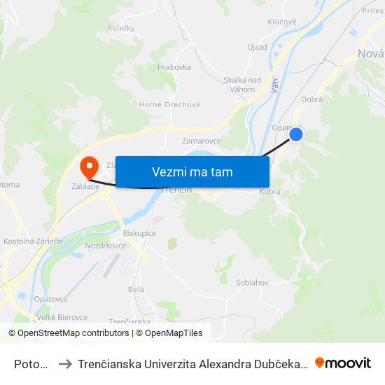 Potočná, Zš to Trenčianska Univerzita Alexandra Dubčeka - Fakulta Špeciálnej Techniky map