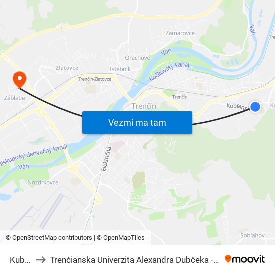 Kubrá, Zš to Trenčianska Univerzita Alexandra Dubčeka - Fakulta Špeciálnej Techniky map