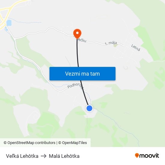 Veľká Lehôtka to Malá Lehôtka map