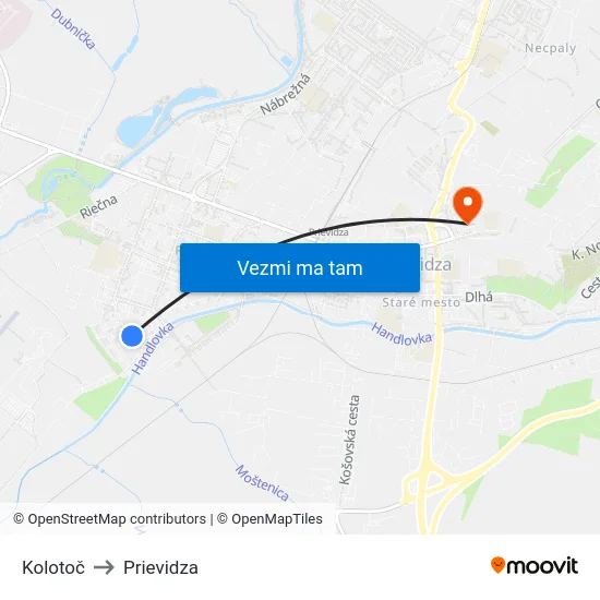 Kolotoč to Prievidza map