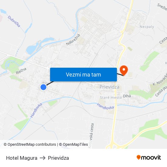 Hotel Magura to Prievidza map