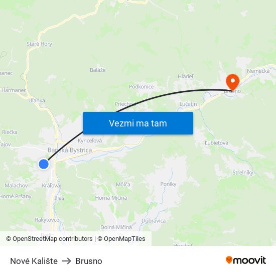 Nové Kalište to Brusno map