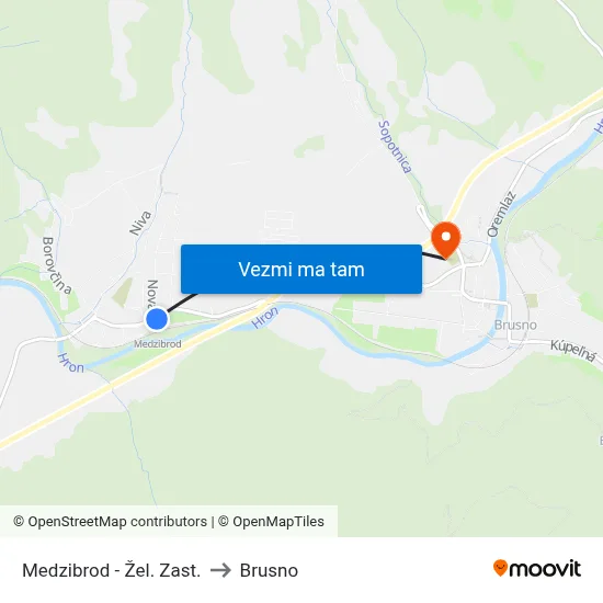 Medzibrod - Žel. Zast. to Brusno map
