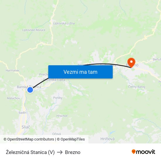 Železničná Stanica (V) to Brezno map