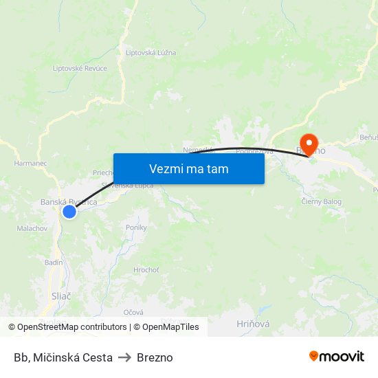 Bb, Mičinská Cesta to Brezno map