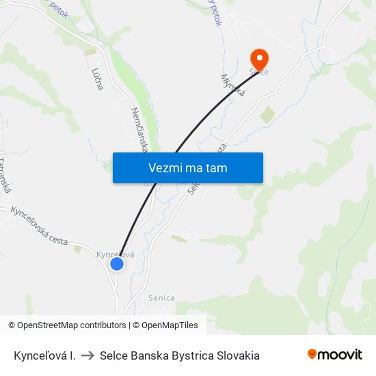 Kynceľová I. to Selce Banska Bystrica Slovakia map