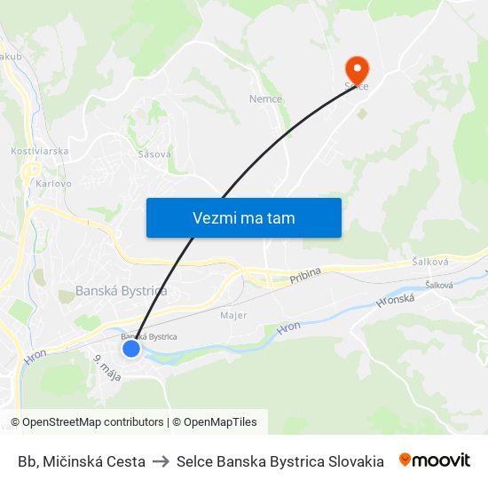 Bb, Mičinská Cesta to Selce Banska Bystrica Slovakia map