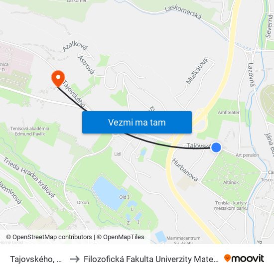 Tajovského, Park to Filozofická Fakulta Univerzity Mateja Bela map