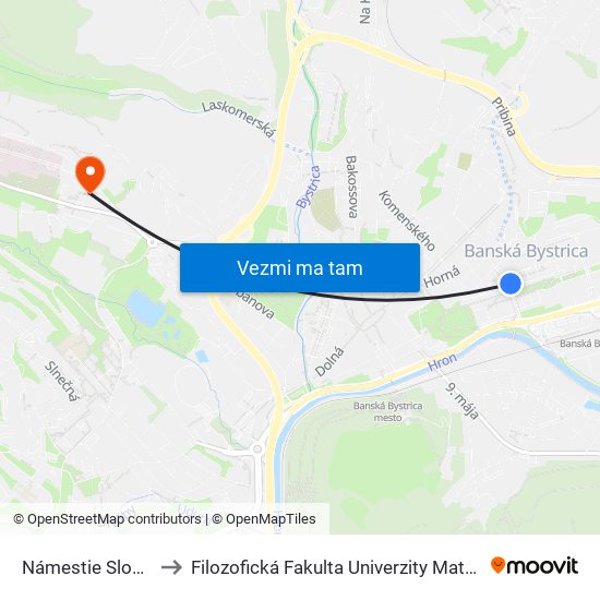 Námestie Slobody to Filozofická Fakulta Univerzity Mateja Bela map