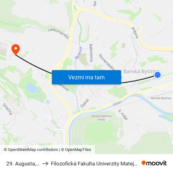 29. Augusta, 22 to Filozofická Fakulta Univerzity Mateja Bela map