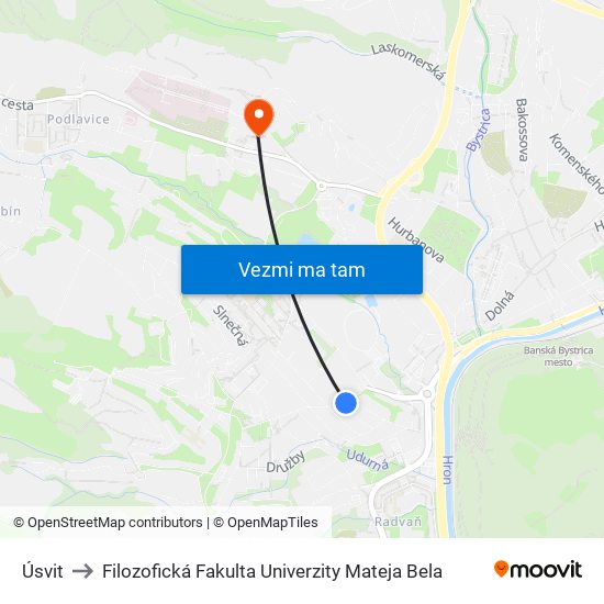 Úsvit to Filozofická Fakulta Univerzity Mateja Bela map