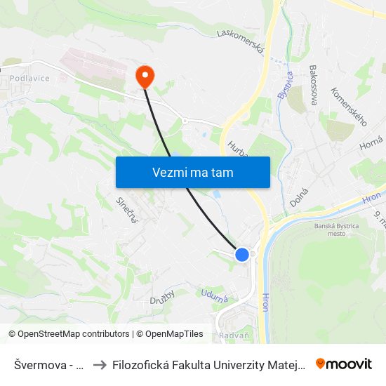 Švermova - Esc to Filozofická Fakulta Univerzity Mateja Bela map