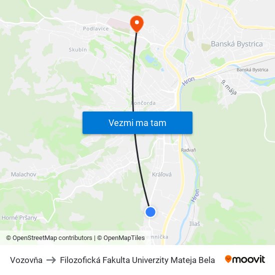 Vozovňa to Filozofická Fakulta Univerzity Mateja Bela map