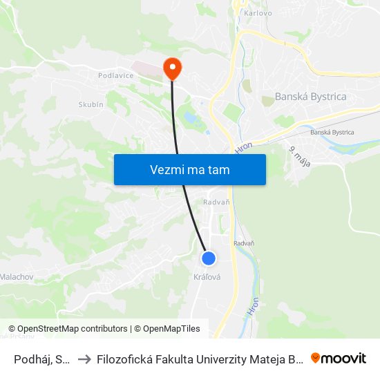 Podháj, Szu to Filozofická Fakulta Univerzity Mateja Bela map