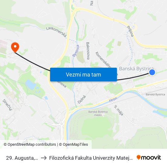 29. Augusta, 22 to Filozofická Fakulta Univerzity Mateja Bela map