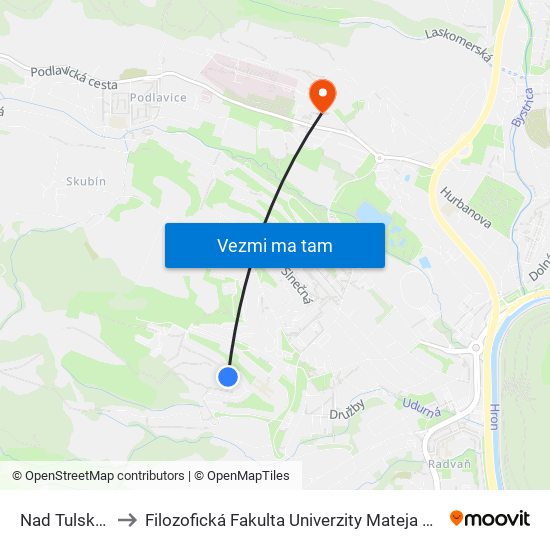 Nad Tulskou to Filozofická Fakulta Univerzity Mateja Bela map