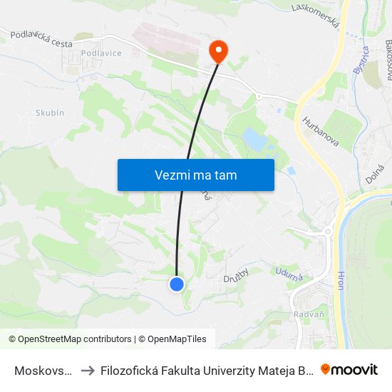 Moskovská to Filozofická Fakulta Univerzity Mateja Bela map