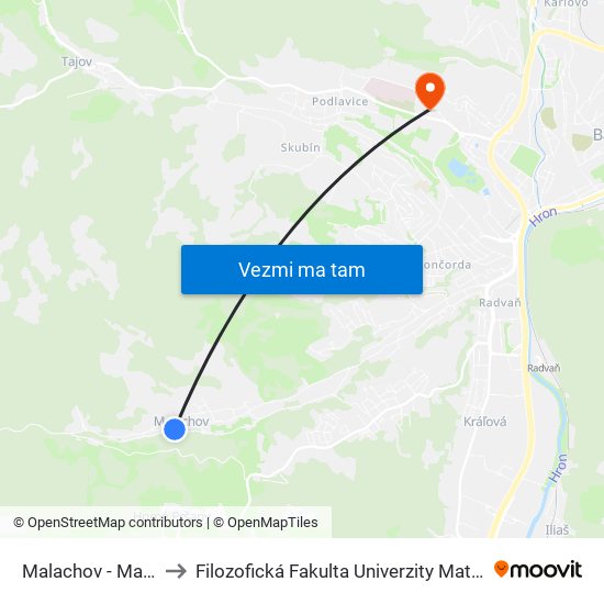 Malachov - Mazúch to Filozofická Fakulta Univerzity Mateja Bela map