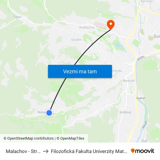 Malachov - Strelec to Filozofická Fakulta Univerzity Mateja Bela map