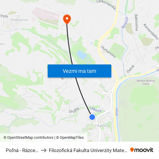 Poľná - Rázcestie to Filozofická Fakulta Univerzity Mateja Bela map