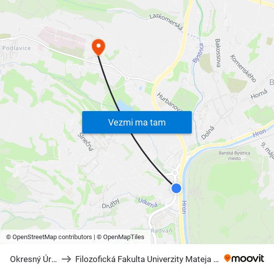 Okresný Úrad to Filozofická Fakulta Univerzity Mateja Bela map