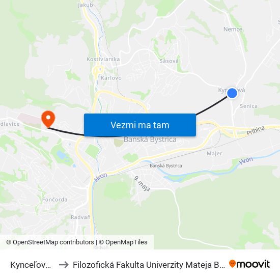 Kynceľová I. to Filozofická Fakulta Univerzity Mateja Bela map