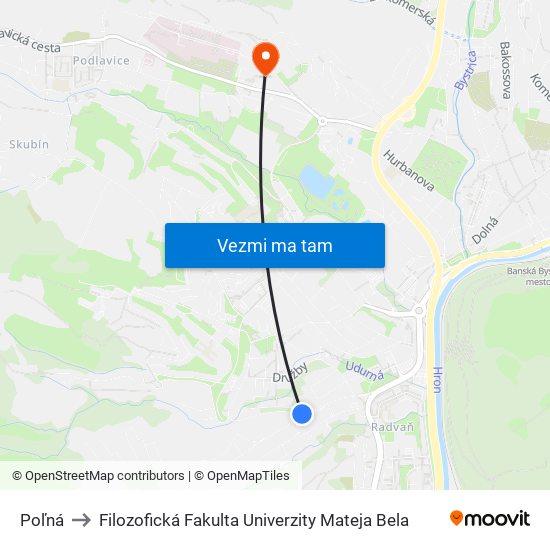 Poľná to Filozofická Fakulta Univerzity Mateja Bela map