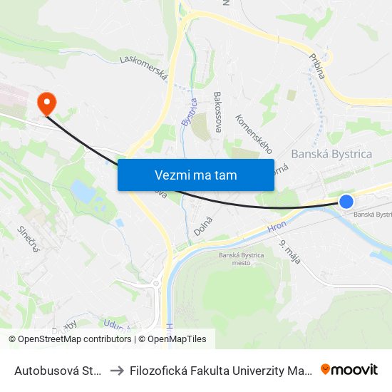 Autobusová Stanica to Filozofická Fakulta Univerzity Mateja Bela map