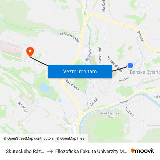 Skuteckého Rázcestie to Filozofická Fakulta Univerzity Mateja Bela map