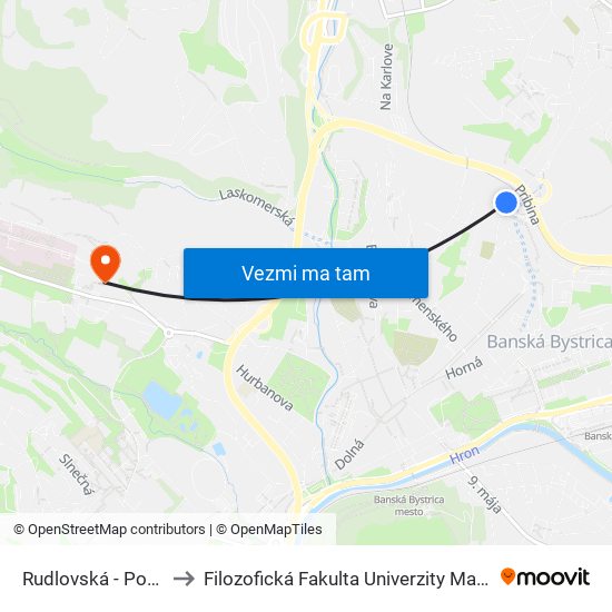 Rudlovská - Podjazd to Filozofická Fakulta Univerzity Mateja Bela map