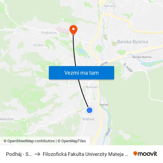 Podháj - Szu to Filozofická Fakulta Univerzity Mateja Bela map