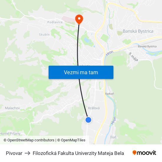 Pivovar to Filozofická Fakulta Univerzity Mateja Bela map