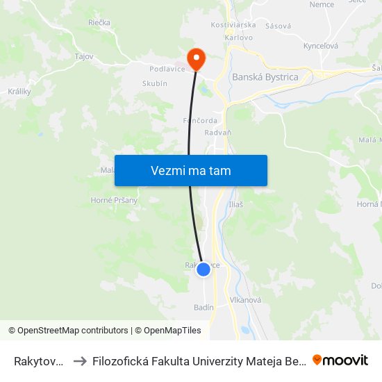 Rakytovce to Filozofická Fakulta Univerzity Mateja Bela map