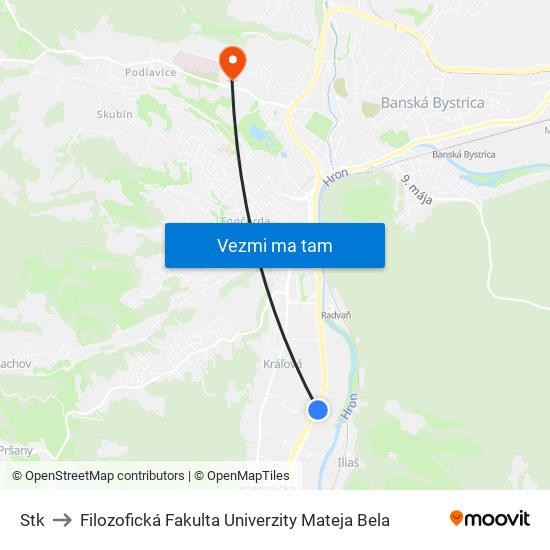 Stk to Filozofická Fakulta Univerzity Mateja Bela map