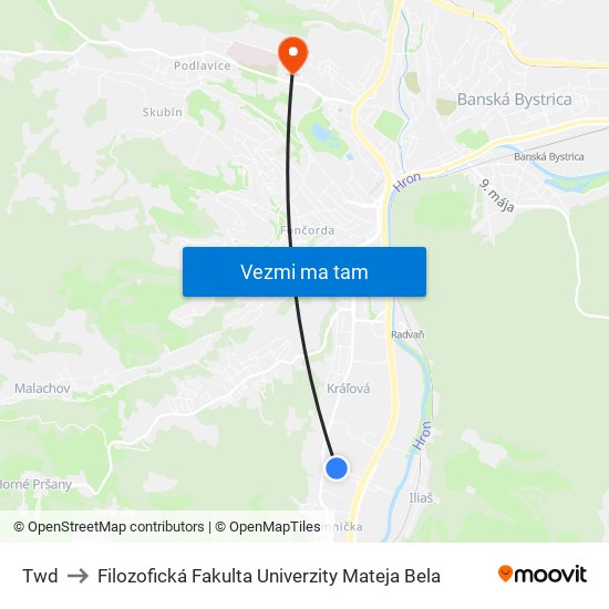 Twd to Filozofická Fakulta Univerzity Mateja Bela map