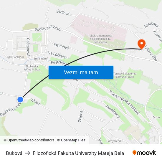 Buková to Filozofická Fakulta Univerzity Mateja Bela map