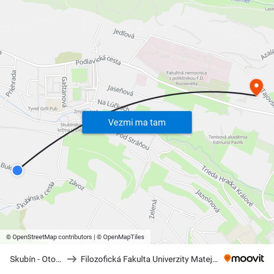 Skubín - Otočka to Filozofická Fakulta Univerzity Mateja Bela map