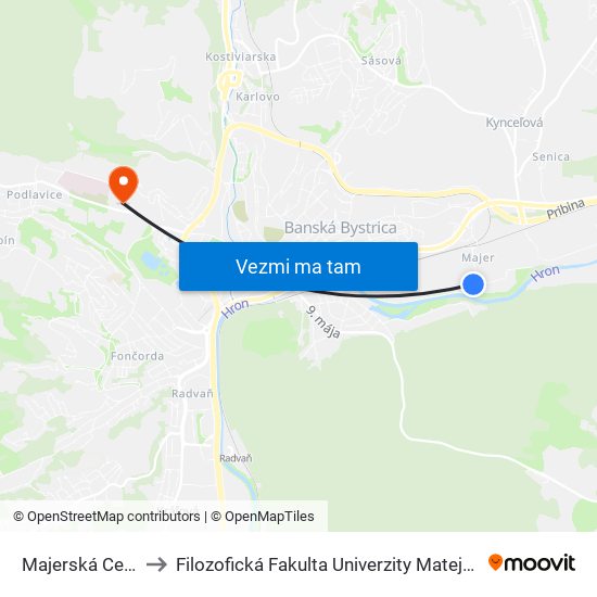 Majerská Cesta to Filozofická Fakulta Univerzity Mateja Bela map