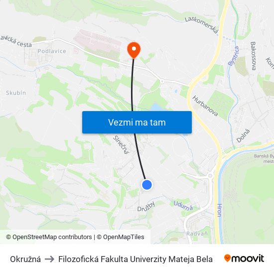 Okružná to Filozofická Fakulta Univerzity Mateja Bela map