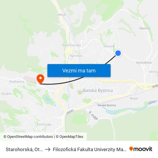 Starohorská, Otočka to Filozofická Fakulta Univerzity Mateja Bela map