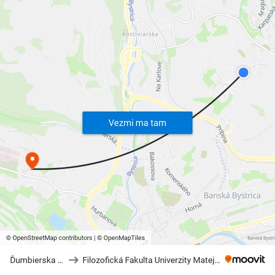 Ďumbierska - Zš to Filozofická Fakulta Univerzity Mateja Bela map