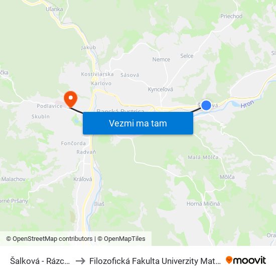 Šalková - Rázcestie to Filozofická Fakulta Univerzity Mateja Bela map