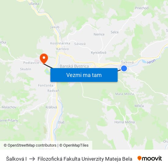 Šalková I to Filozofická Fakulta Univerzity Mateja Bela map