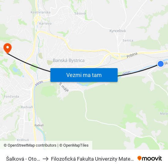 Šalková - Otočka to Filozofická Fakulta Univerzity Mateja Bela map