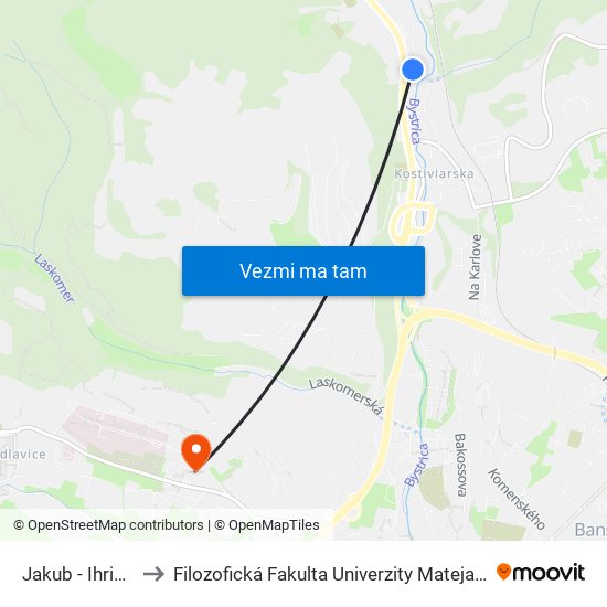 Jakub - Ihrisko to Filozofická Fakulta Univerzity Mateja Bela map