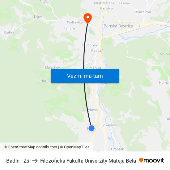 Badín - Zš to Filozofická Fakulta Univerzity Mateja Bela map