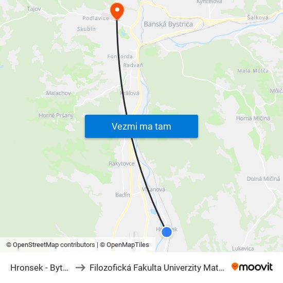 Hronsek - Bytovky to Filozofická Fakulta Univerzity Mateja Bela map