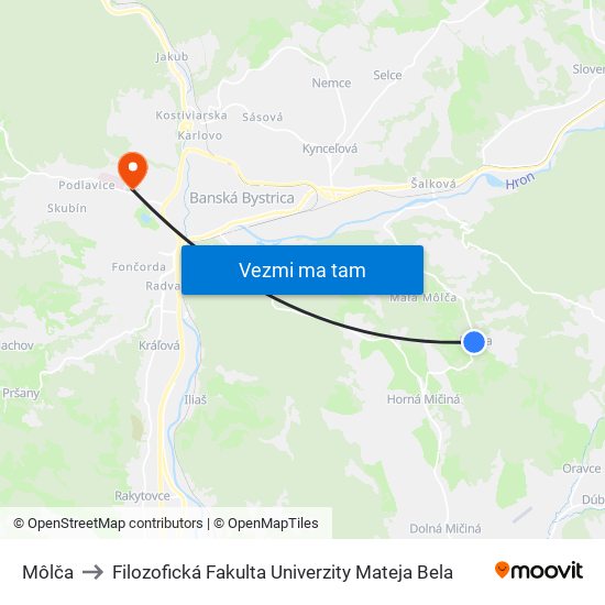 Môlča to Filozofická Fakulta Univerzity Mateja Bela map